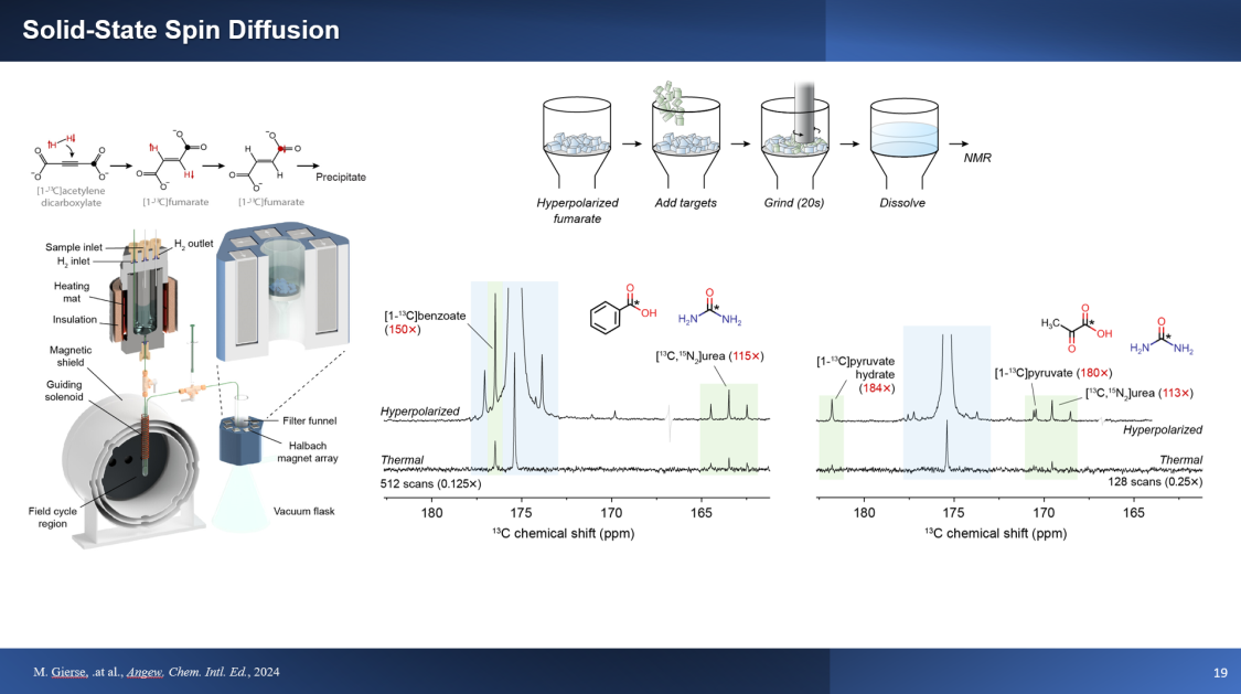 Dr. James Eills, der seit Kurzem eine Nachwuchsgruppe am FZ Jülich leitet, startete das Vortragsprogramm mit einer Einführung in die Einsatzmöglichkeiten von Para-Wasserstoff zur Steigerung der Empfindlichkeit von NMR-Spektren.