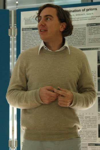 Sven Schünke, Düsseldorf, showed solution NMR results from his PhD project characterizing the nucleotide binding domain of a cyclic nucleotide-activated K+ channel.